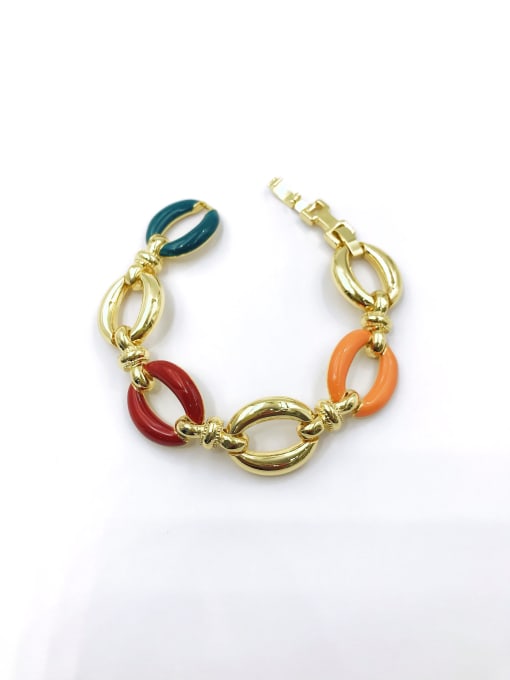 gold+green&red&orange enamel Zinc Alloy Enamel Oval Trend Bracelet