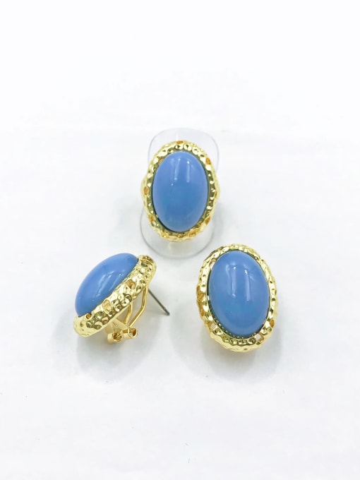 VIENNOIS Zinc Alloy Minimalist Irregular Resin Blue Ring And Earring Set 0