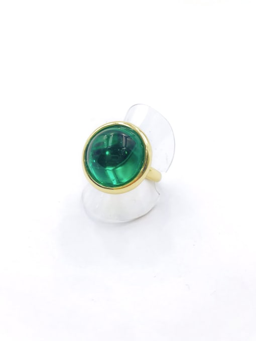 gold+green resin Zinc Alloy Resin Red Round Minimalist Band Ring
