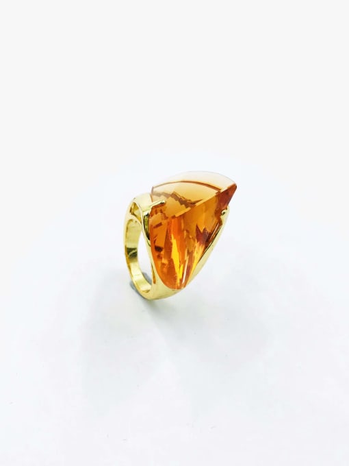 VIENNOIS Brass Glass Stone Yellow Irregular Statement Band Ring 0