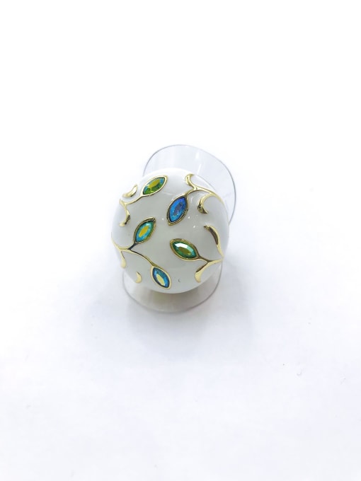 VIENNOIS Zinc Alloy Enamel Glass Stone Multi Color Round Trend Band Ring 0