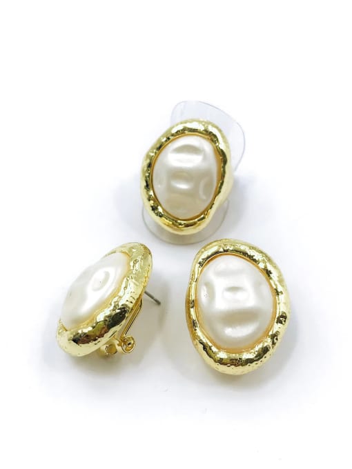 VIENNOIS Trend Irregular Zinc Alloy Resin White Ring And Earring Set