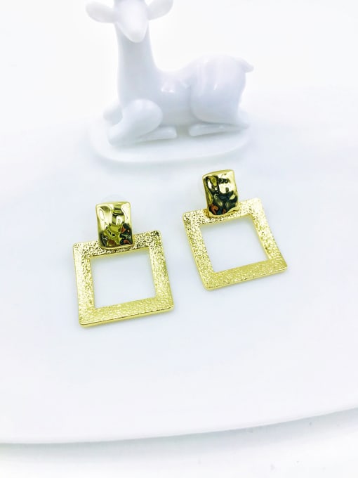 Gold Zinc Alloy Square Minimalist Drop Earring