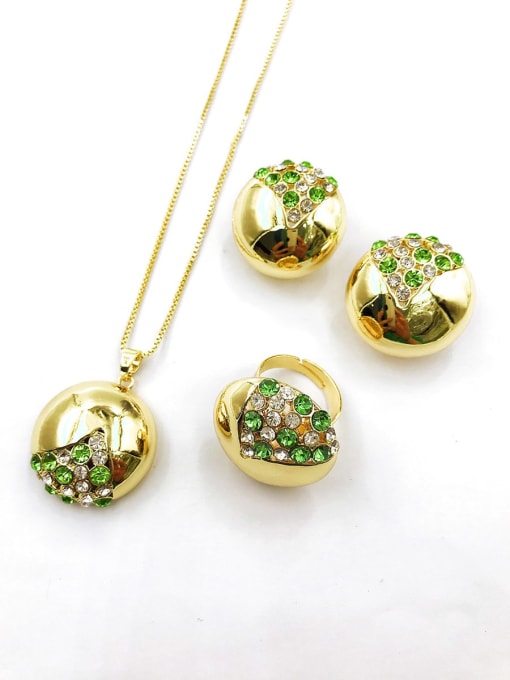 VIENNOIS Trend Round Zinc Alloy Rhinestone Multi Color Earring Ring and Necklace Set 0