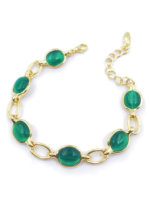 gold+green cat eye Zinc Alloy Cats Eye Green Oval Minimalist Bracelet