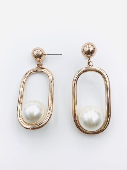 VIENNOIS Zinc Alloy Imitation Pearl White Ball Statement Drop Earring 1