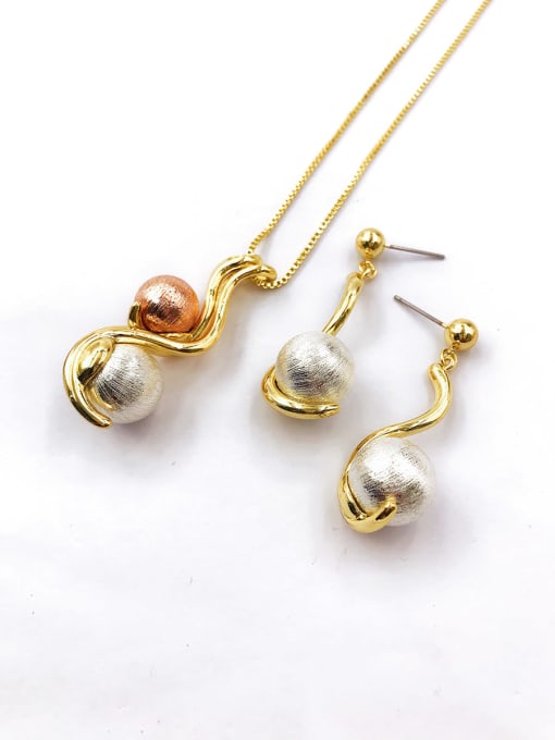 VIENNOIS Minimalist Zinc Alloy Bead Multi Color Earring and Necklace Set 0