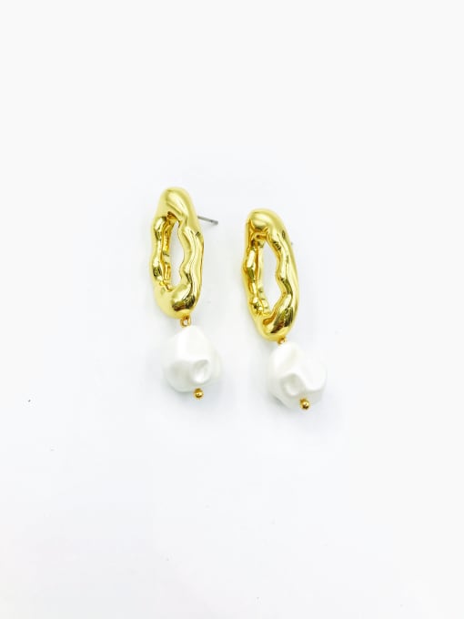 Gold Zinc Alloy Imitation Pearl White Irregular Trend Drop Earring