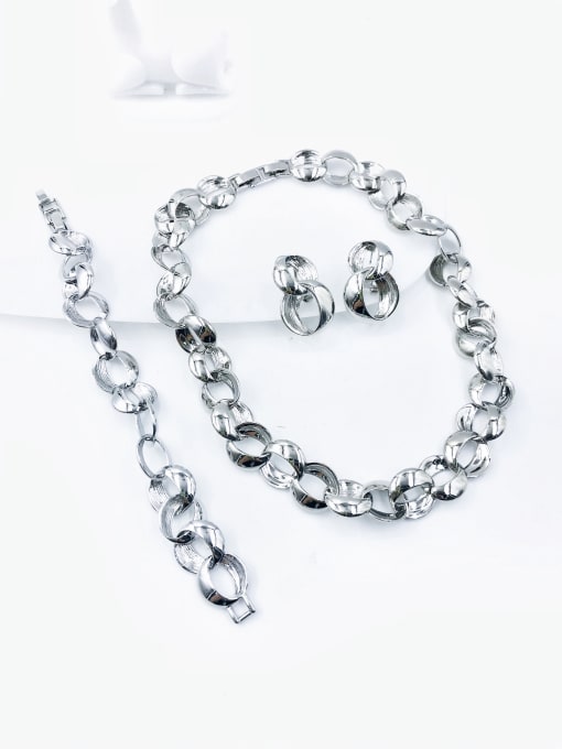 Imitation rhodium Zinc Alloy Minimalist Earring Bracelet and Necklace Set