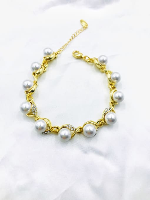 VIENNOIS Zinc Alloy Imitation Pearl White Dainty Bracelet 0