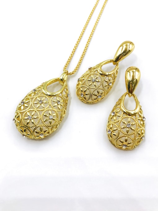 VIENNOIS Trend Water Drop Zinc Alloy Rhinestone White Earring and Necklace Set 0