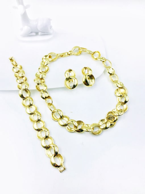 Gold Zinc Alloy Minimalist Earring Bracelet and Necklace Set