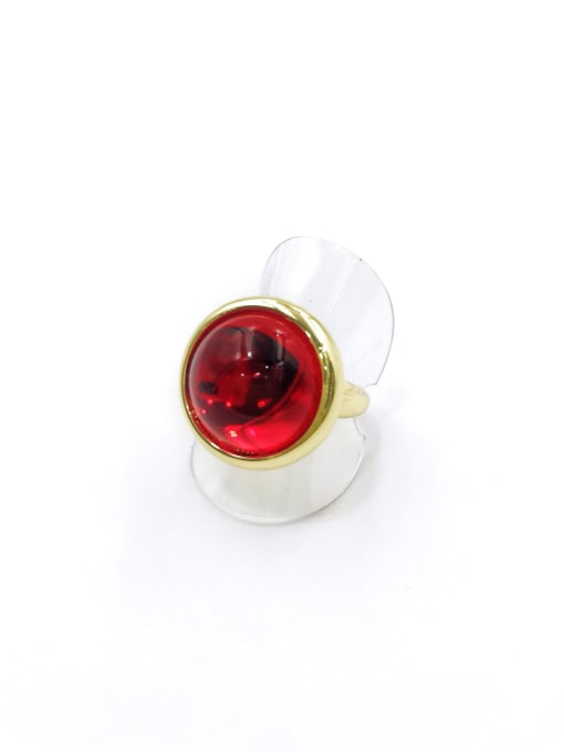 VIENNOIS Zinc Alloy Resin Red Round Minimalist Band Ring 0