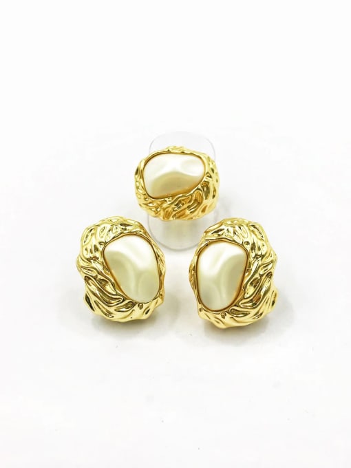 VIENNOIS Zinc Alloy Trend Irregular Resin White Ring And Earring Set 0