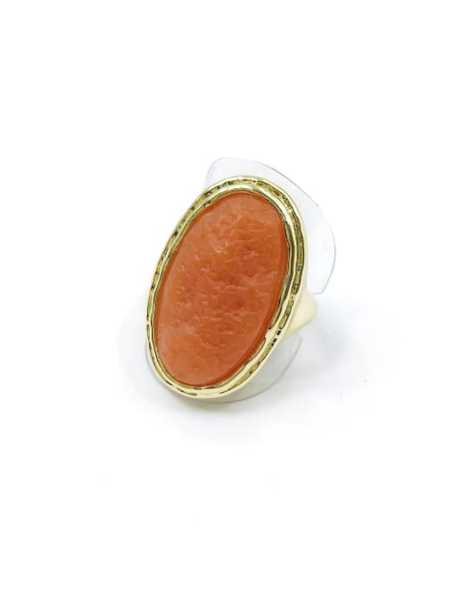 orange Zinc Alloy Resin Green Oval Minimalist Band Ring