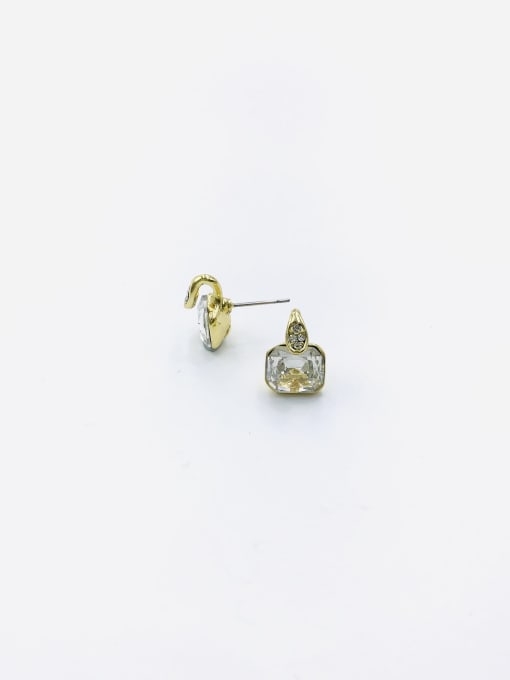 VIENNOIS Zinc Alloy Glass Stone Champagne Geometric Minimalist Stud Earring 3