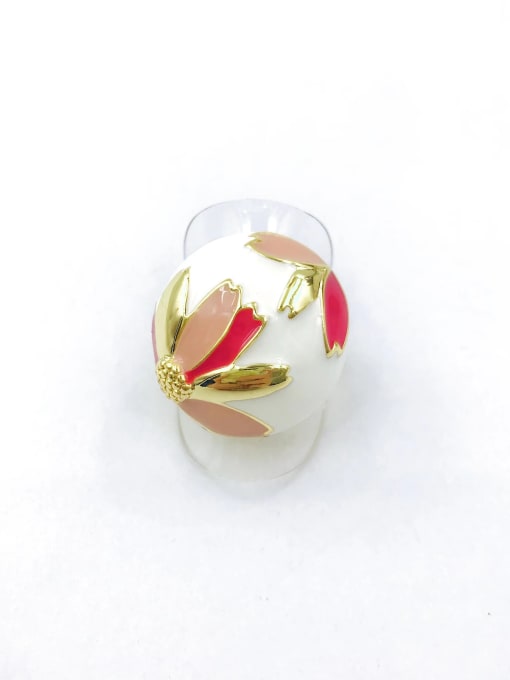 gold+pink Enamel Zinc Alloy Enamel Flower Trend Band Ring
