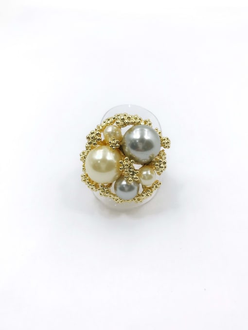 VIENNOIS Zinc Alloy Imitation Pearl Multi Color Irregular Trend Band Ring 0