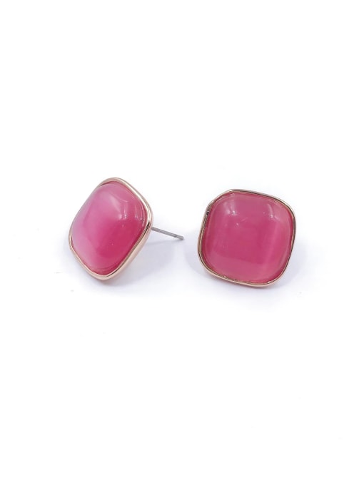 VIENNOIS Zinc Alloy Cats Eye Red Square Minimalist Stud Earring 0