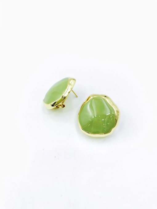Green Zinc Alloy Enamel Irregular Minimalist Clip Earring