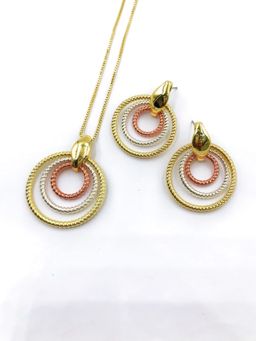 VIENNOIS Minimalist Round Zinc Alloy Earring and Necklace Set 0