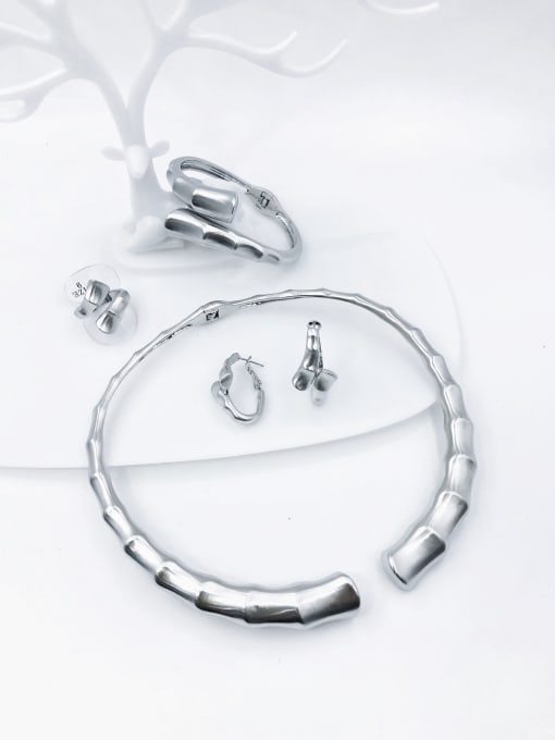 VIENNOIS Zinc Alloy Minimalist Irregular Ring Earring Bangle And Necklace Set 0