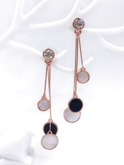 VIENNOIS Zinc Alloy Shell White Acrylic Round Trend Drop Earring 0