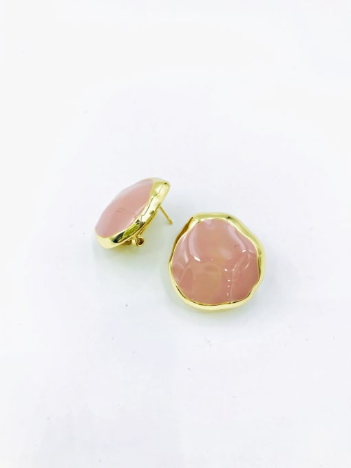 Pink Zinc Alloy Enamel Irregular Minimalist Clip Earring