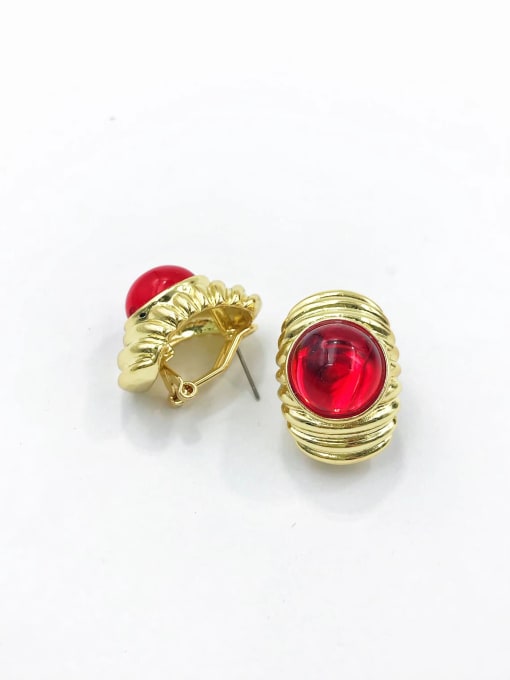 VIENNOIS Zinc Alloy Resin Red Trend Clip Earring 0