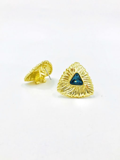 VIENNOIS Zinc Alloy Glass Stone Blue Triangle Trend Clip Earring 0