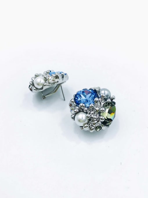 VIENNOIS Zinc Alloy Glass Stone Multi Color Irregular Luxury Clip Earring 2