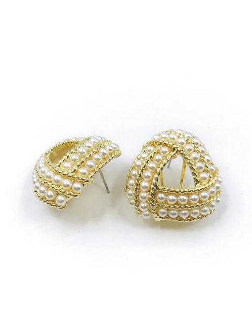 VIENNOIS Zinc Alloy Imitation Pearl White Triangle Trend Clip Earring 0