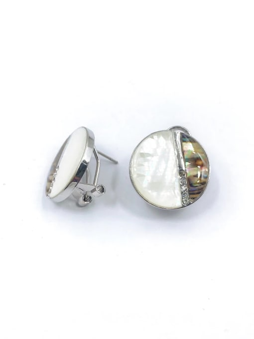 imitation rhodium Zinc Alloy Shell Multi Color Round Minimalist Clip Earring