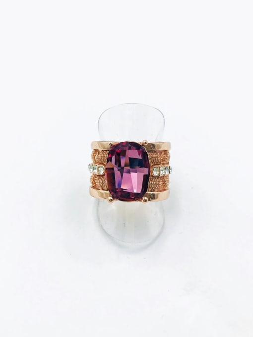 rose gold+purple Zinc Alloy Glass Stone  Purple Classic Band Ring
