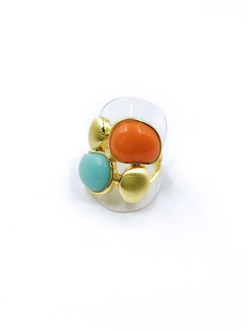 VIENNOIS Zinc Alloy Resin Multi Color Irregular Trend Band Ring 0