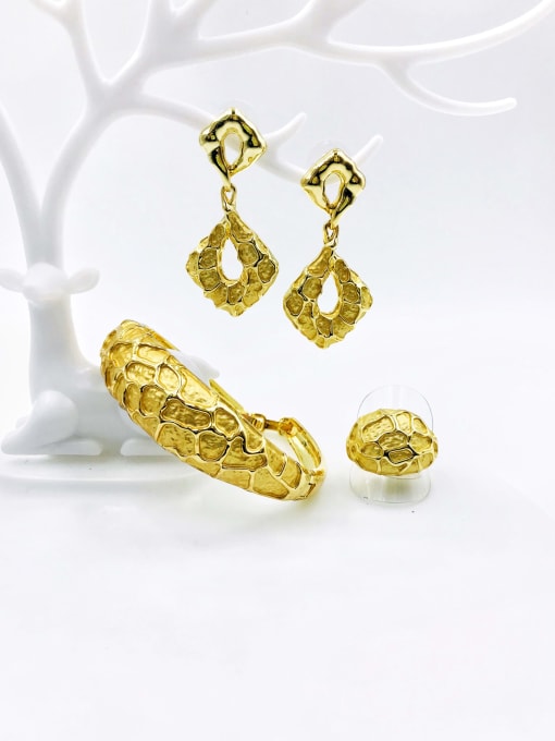 Gold Zinc Alloy Trend Irregular Enamel Ring Earring And Bracelet Set