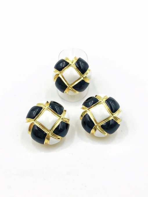 VIENNOIS Zinc Alloy Classic Round Enamel Ring And Earring Set 0