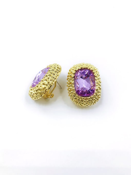 VIENNOIS Zinc Alloy Glass Stone Purple Classic Clip Earring 0