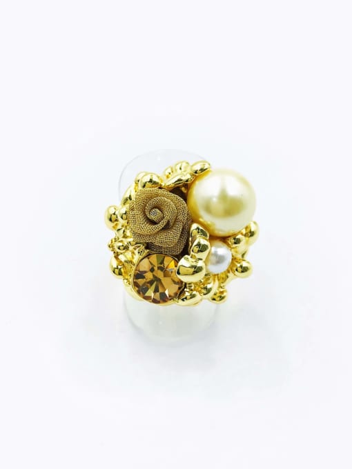 VIENNOIS Zinc Alloy Imitation Pearl Yellow Flower Trend Band Ring 0