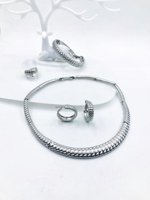 imitation rhodium Zinc Alloy Minimalist Ring Earring Bangle And Necklace Set