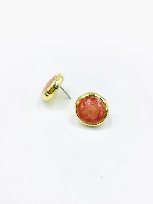 gold+red Enamel Zinc Alloy Enamel Irregular Minimalist Stud Earring