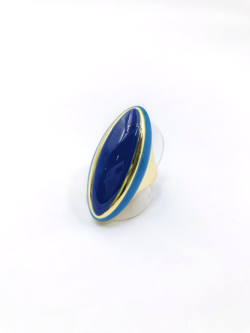 gold+dark blue Zinc Alloy Enamel Trend Band Ring