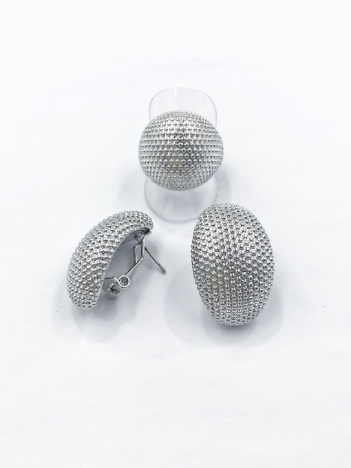 imitation rhodium Brass Minimalist Oval Ring And Earring Set