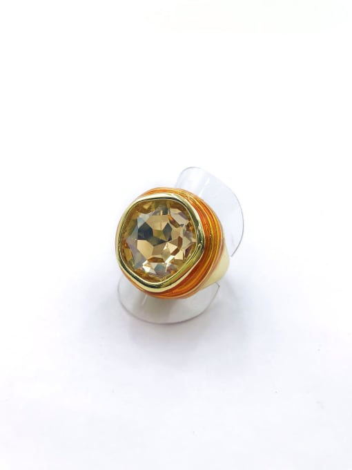 VIENNOIS Zinc Alloy Enamel Glass Stone Champagne Irregular Minimalist Band Ring 0