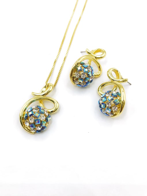 VIENNOIS Trend Irregular Zinc Alloy Rhinestone Multi Color Earring and Necklace Set
