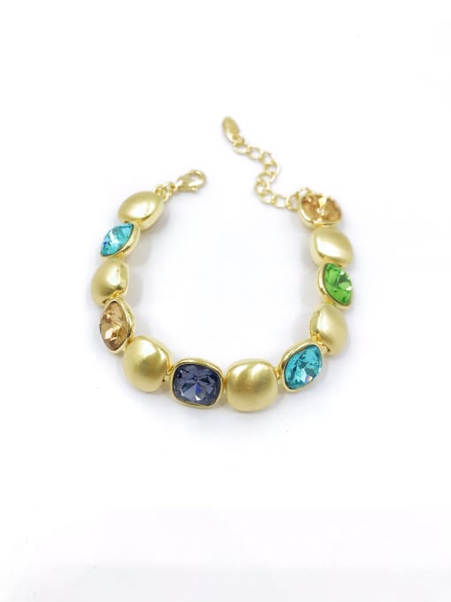 gold+blue&golden&purple&green glass Zinc Alloy Glass Stone Multi Color Square Trend Bracelet