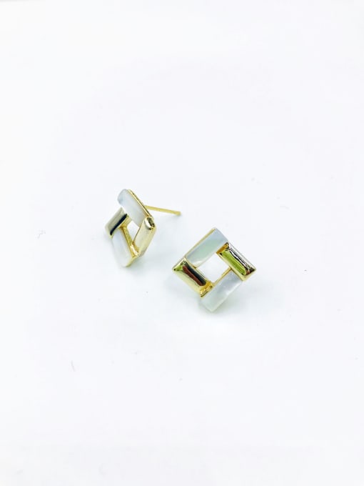 VIENNOIS Zinc Alloy Shell White Square Minimalist Stud Earring 0
