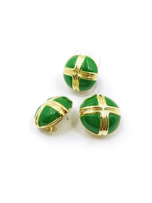 VIENNOIS Minimalist Round Zinc Alloy Resin Green Ring And Earring Set 0