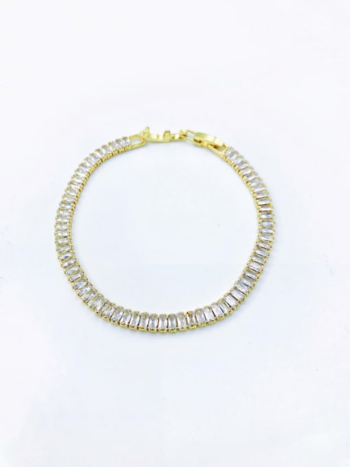 Gold Brass Cubic Zirconia Clear Minimalist Bracelet