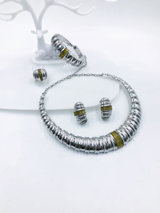 imitation rhodium Zinc Alloy Minimalist Irregular Ring Earring Bangle And Necklace Set